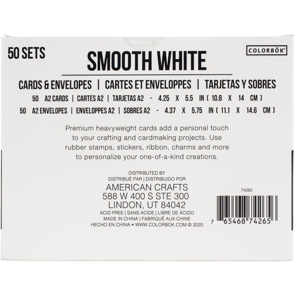 Colorbok A2 Cards W/Envelopes (4.375"X5.75") 50/Pkg