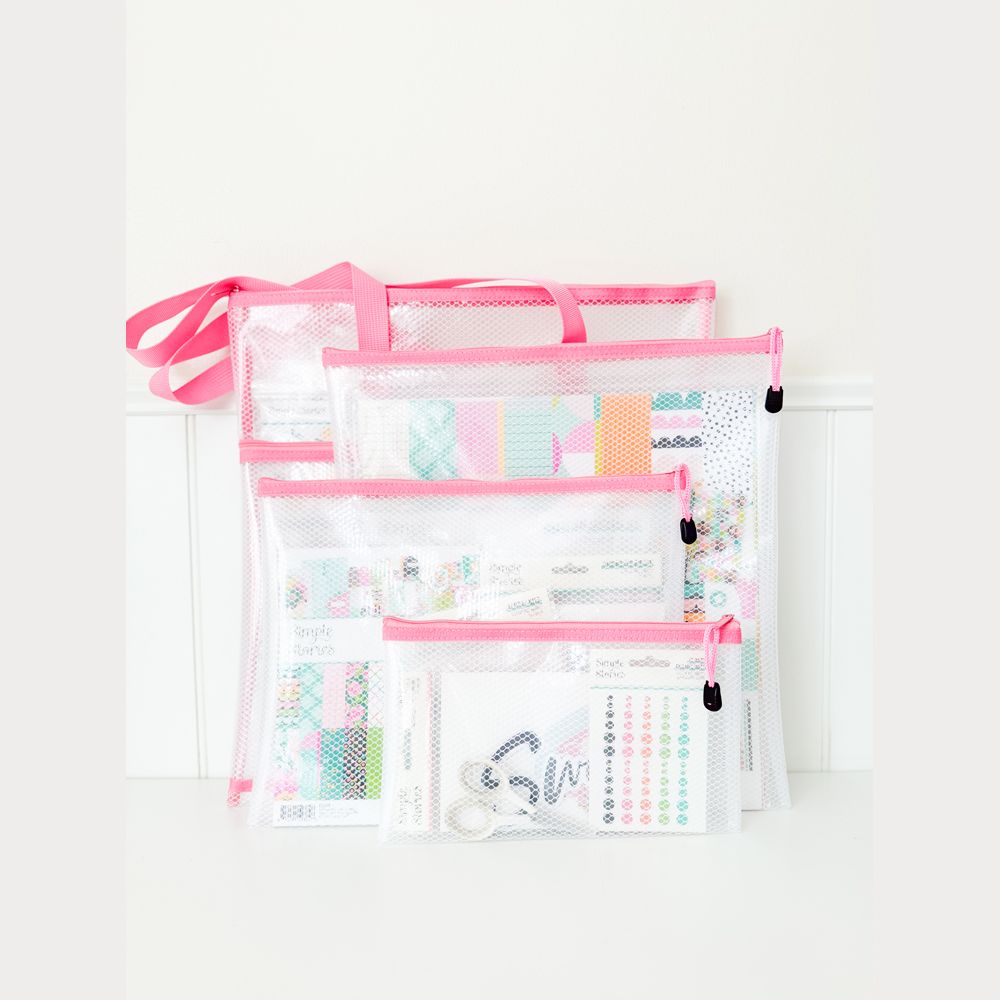 Simple Stories Craft Storage Pouch - Large 14"x14" - Pink