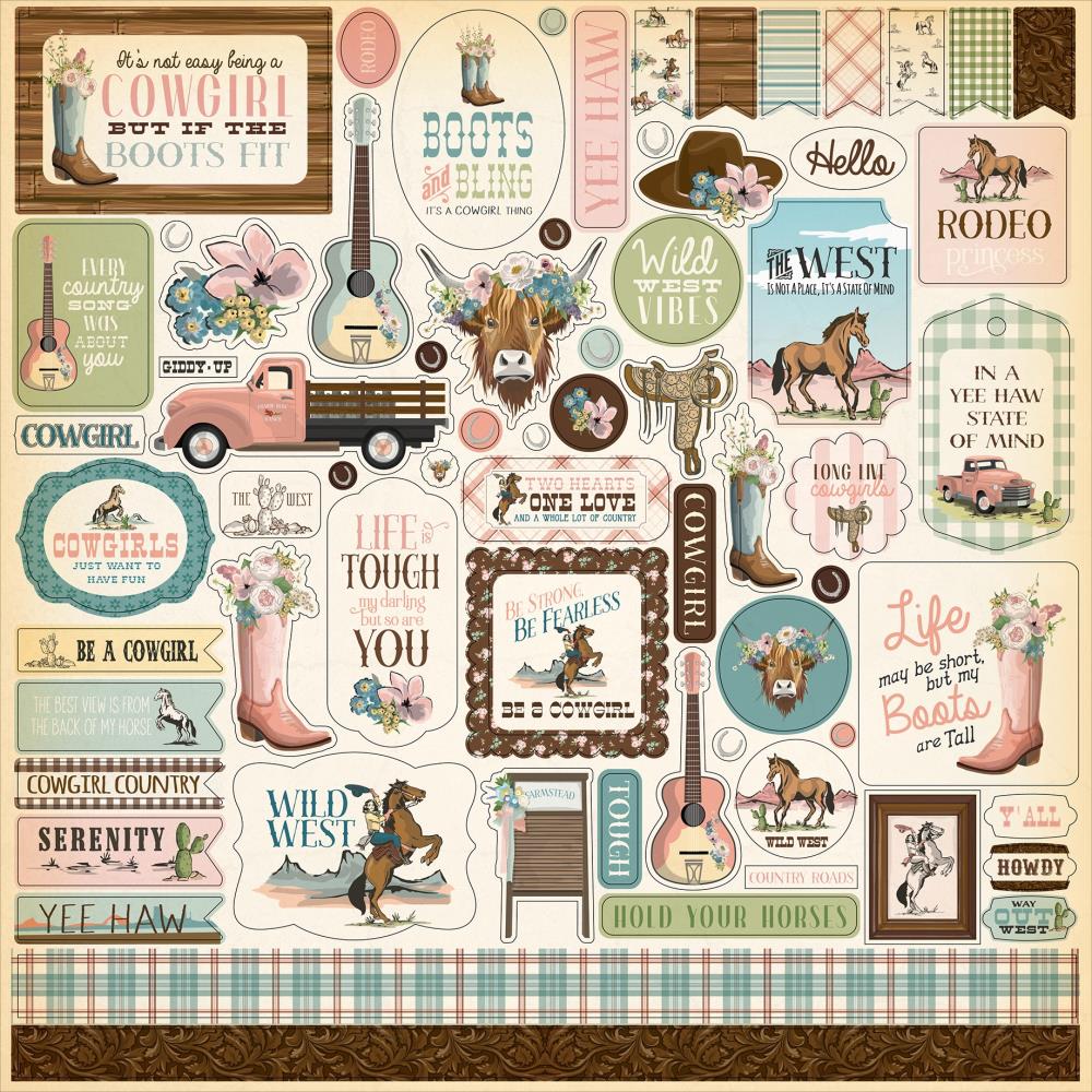 Cowgirl Cardstock Stickers 12"X12"