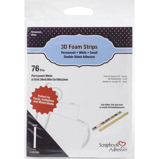 Scrapbook Adhesives 3D Foam Strips 76/Pkg - White