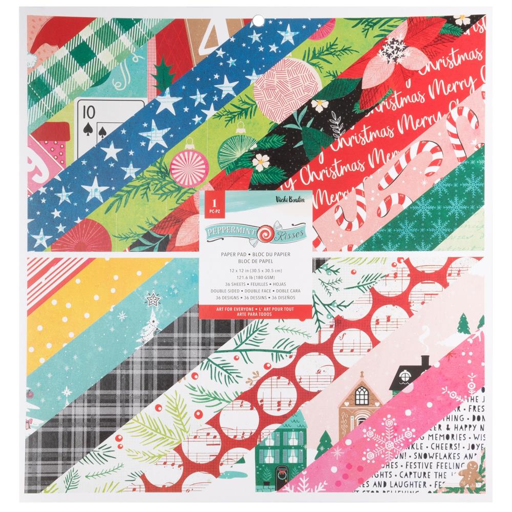 American Crafts Double-Sided Paper Pad 12"X12" 36/Pkg - Vicki Boutin Peppermint Kisses