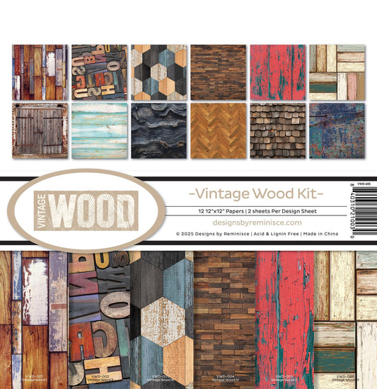 Reminisce Collection Kit 12"X12" - Vintage Wood Kit
