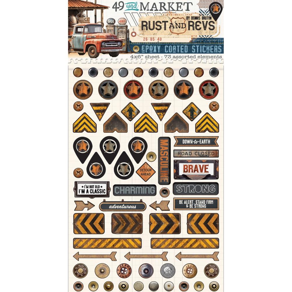 49 And Market Collection Pack 12"X12" & Sticker Pack - Rust & Revs