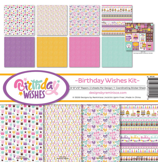 Reminisce Collection Kit 12"X12" - Birthday Wishes Kit